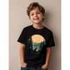 European Size Childrens Round-neck Short-sleeved T-shirt with Wild Pattern Print