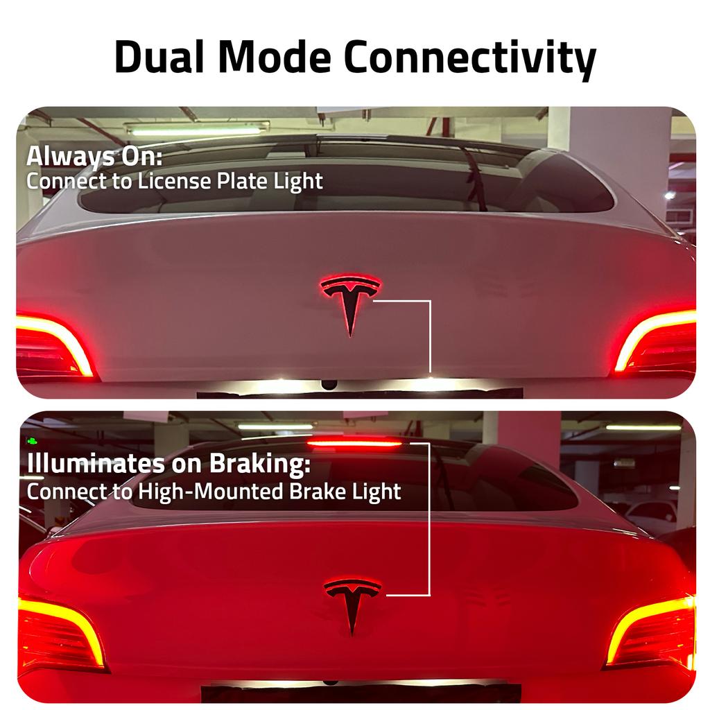 AMH1 LED Trunk Emblem Ambient Light for Tesla Model 3/Y/X/S, Two Modes for Ambient Light or Brake Light