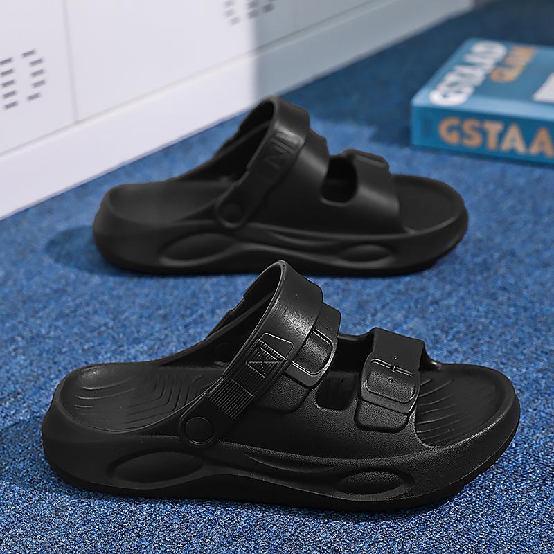 

Fashion Men s Summer Sandals Fashion Soft Cloud House Platform Slides Unisex Outdoor Non-slip Beach Shoes Men Bathroom Slipper 40-41 чёрный