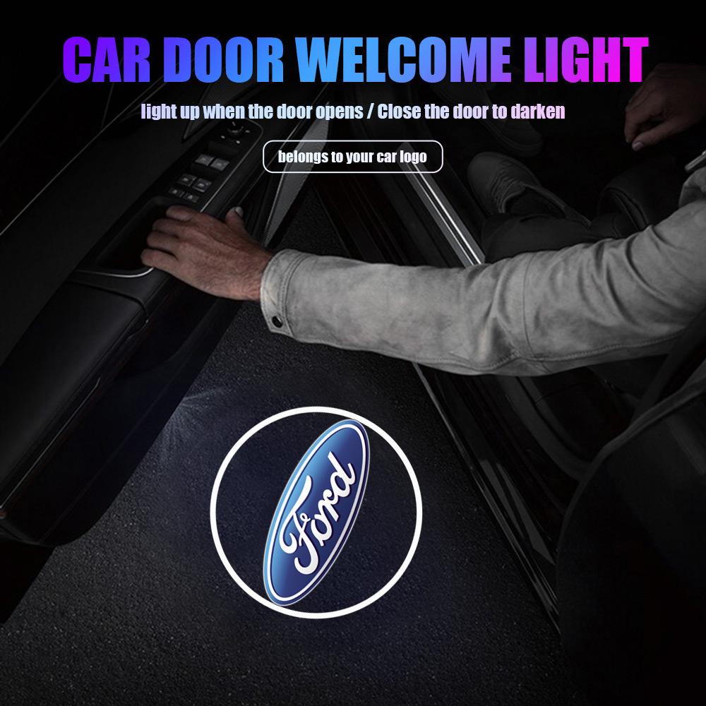 AAAMY1 1/2/4PCS Led Car Styling Door Welcome Light Projector Lamp Decor Accessories For Ford Focus Mustang Ranger Fusion Mondeo Kuga ST