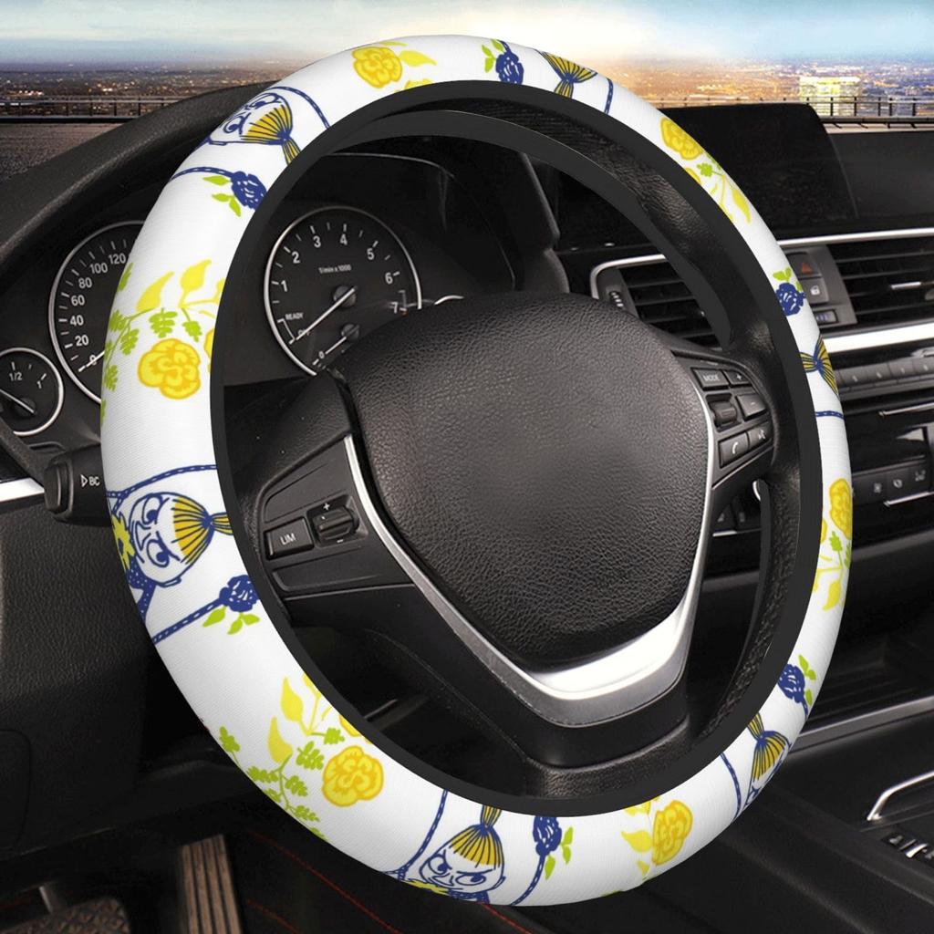 Moomin Steering Wheel Cover, Mini Car, Extendable Handle, Anti-Slip, Stylish, Four Seasons, General, 15.0 Inches (38 Cm)