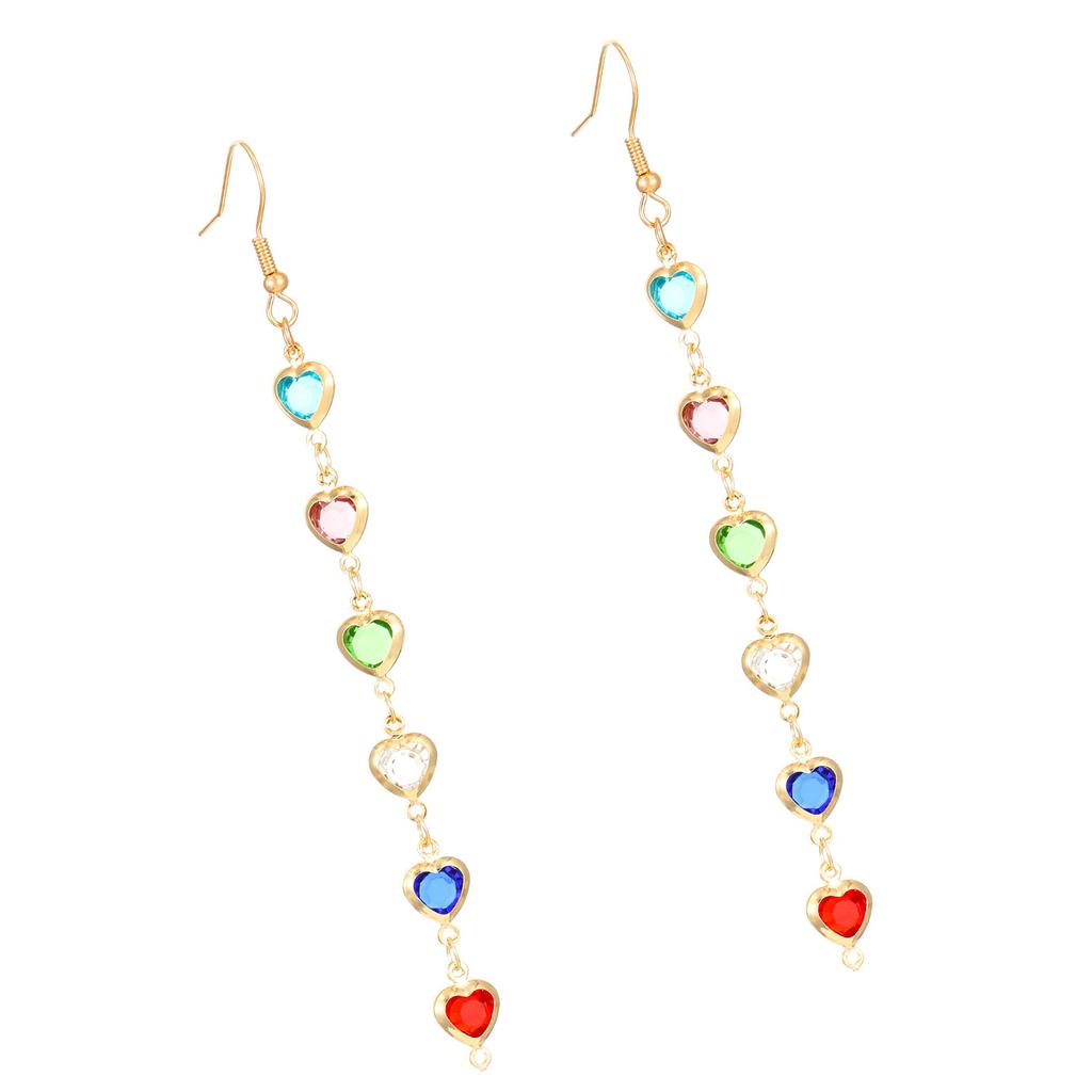 Stylish Long Dangle Earrings Jewelry with Unique Colorful Geometric Design and Synthetic Gems for Parties and Dates