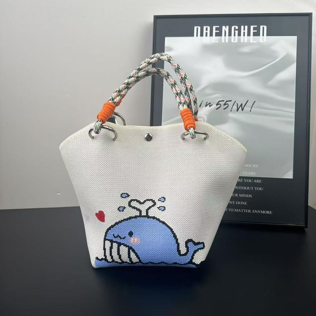 Niche Design Vegetable Basket Handbag High-end Knitted Bag Casual Versatile Large-capacity Woven Bag