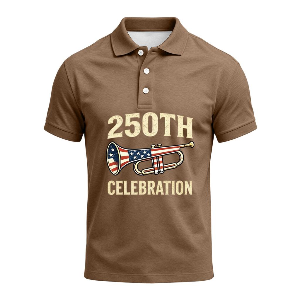 Men's 250th Anniversary Short Sleeve Polo Shirt America Strong Graphic Print 1776 to 2026 Commemorative Casual Shirt