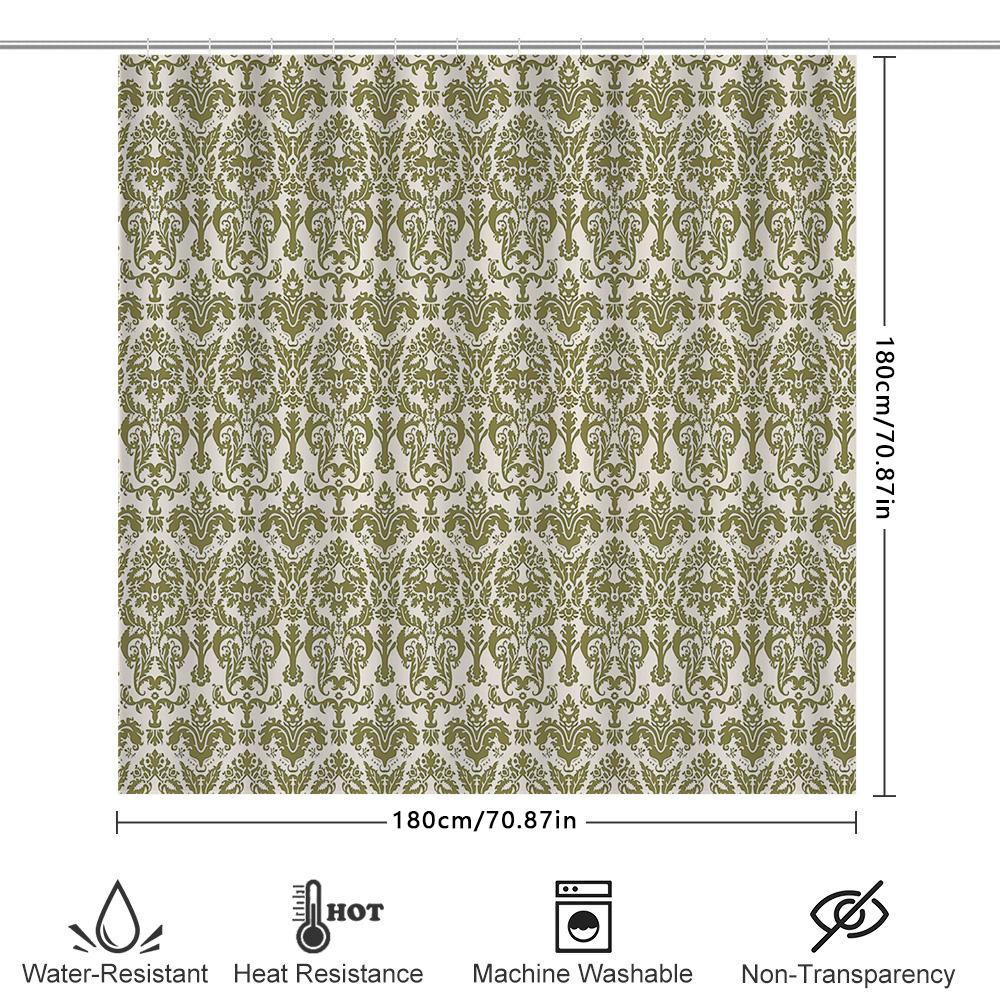 Elegant Floral Shower Curtain Vintage Botanical Pattern Waterproof Fabric Bathroom Decor Farmhouse Style Home Textile Backdrop