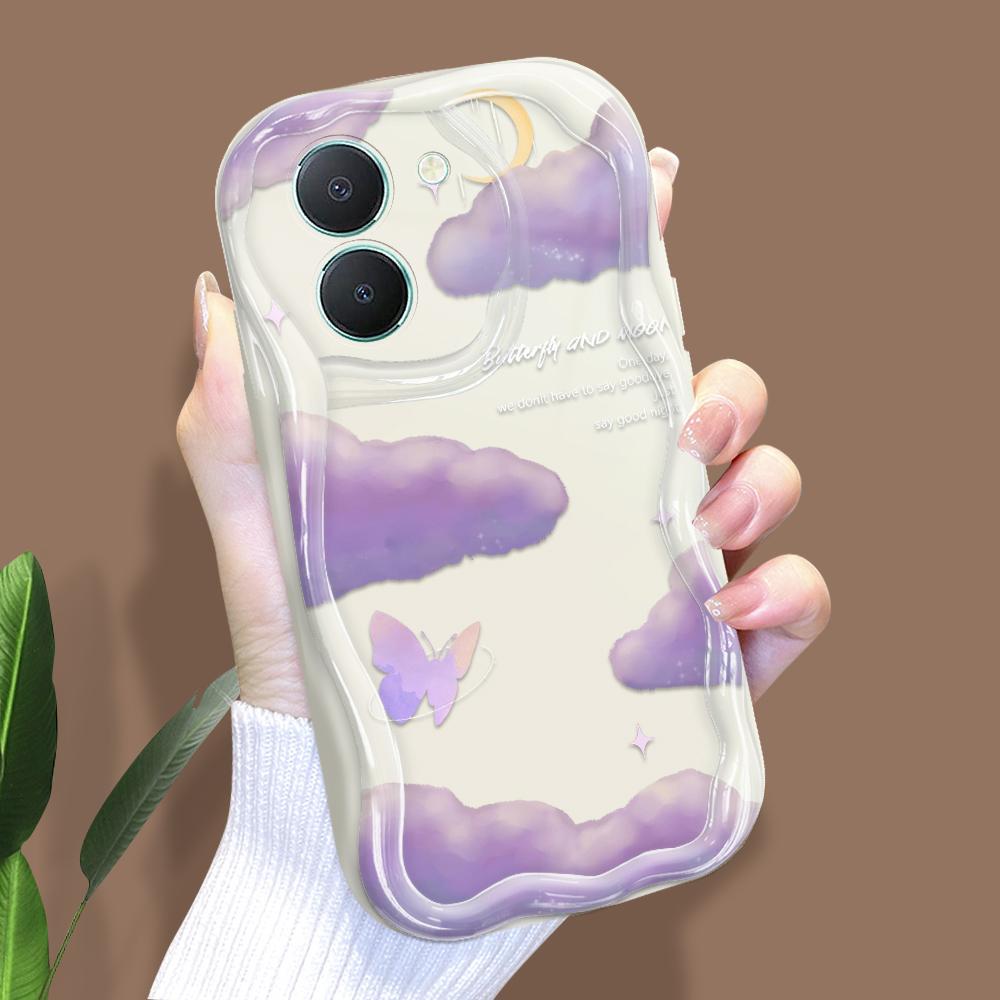 Cute Cartoon Pattern Cream Texture Casing Wavy Edge Soft Silicone Cover Phone Case for Vivo