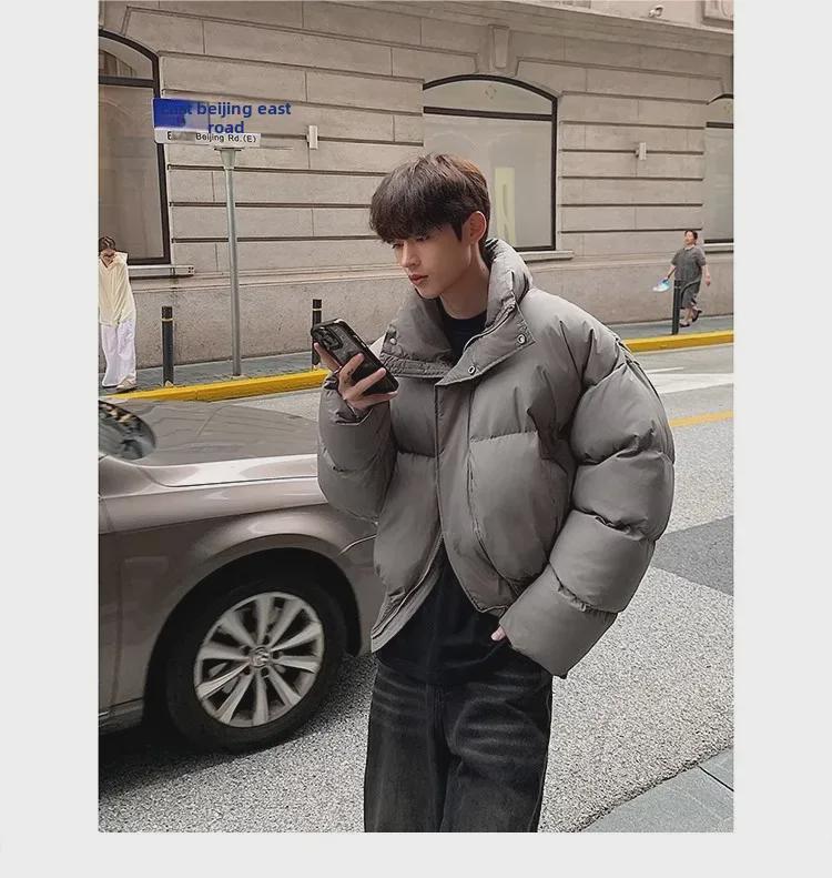 Herren Vintage Amerikanische Kurze Stehkragen Baumwolljacke - Trendige High-End Schwarze Herbst/Winter Jacke