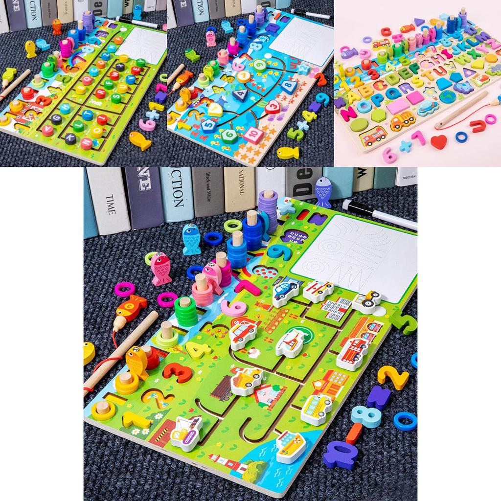 Childrens Wooden Educational Toy With Number And Letter Puzzle For Early Learning Development