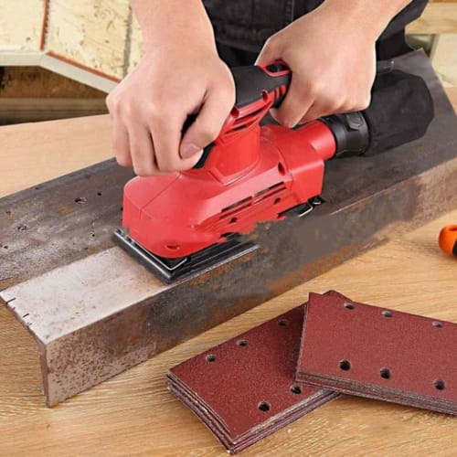 ASDSH Sanding Paper, Rectangular Sandpaper, 8-Hole Sanding Pad, Orbital Sander Paper Set for Woodworking, Random Action Sanders, Sanding, Polishing, S