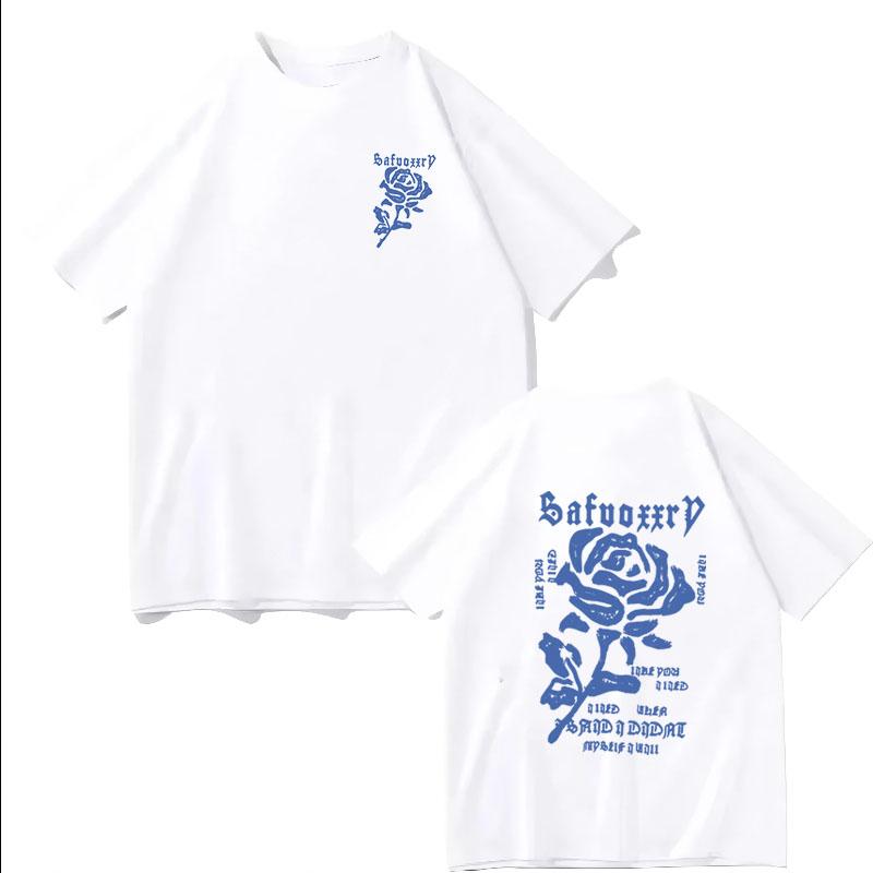 Moda Camiseta America Style Oversize Vintage Rose T-shirt Estilo Streetwear Round Neck Cotton Tee Fast Delivery