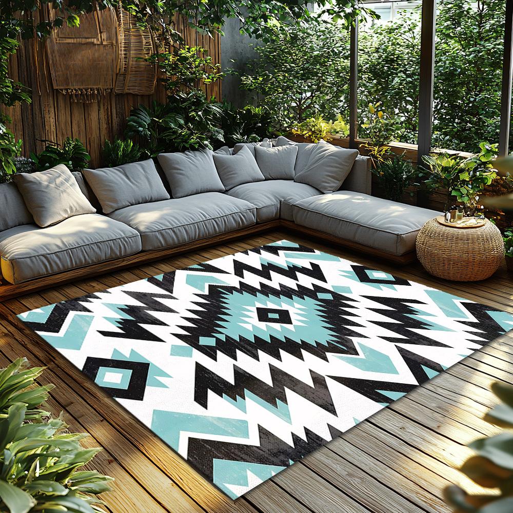 Boho Teppiche Southwestern Teppich Geometrisches Muster Matte Tribal Design Boden Dekoration Rutschfest Wohnaccessoire Moderner Wohnzimmerteppich W