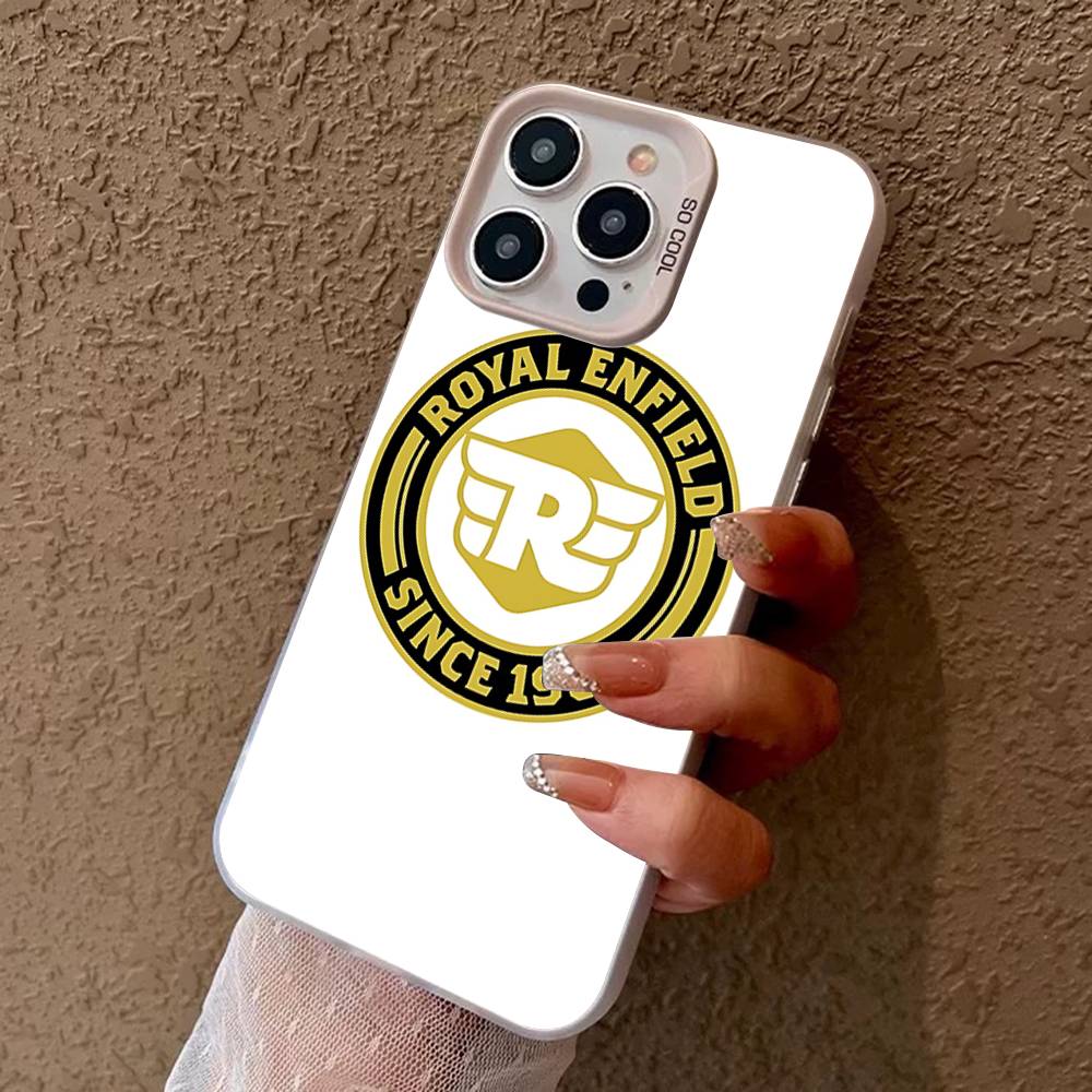 R-ROYALS E-ENFIELDS Logo Phone Cover For IPhone 16 15 14 13 12 11 17 Pro Max Plus Color Silver Shell