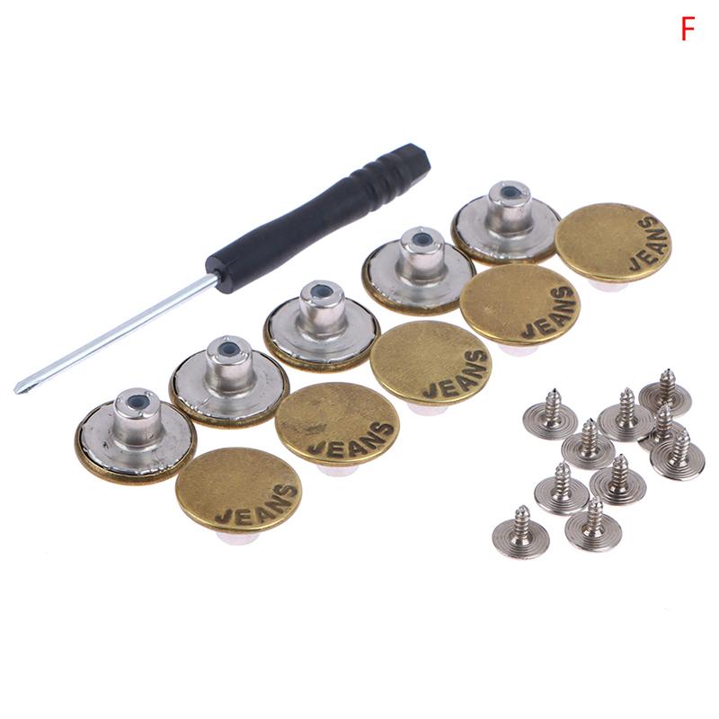 Boutons de remplacement pour Jeans, 10 pièces, 17Mm, sans couture, bouton métallique avec tournevis