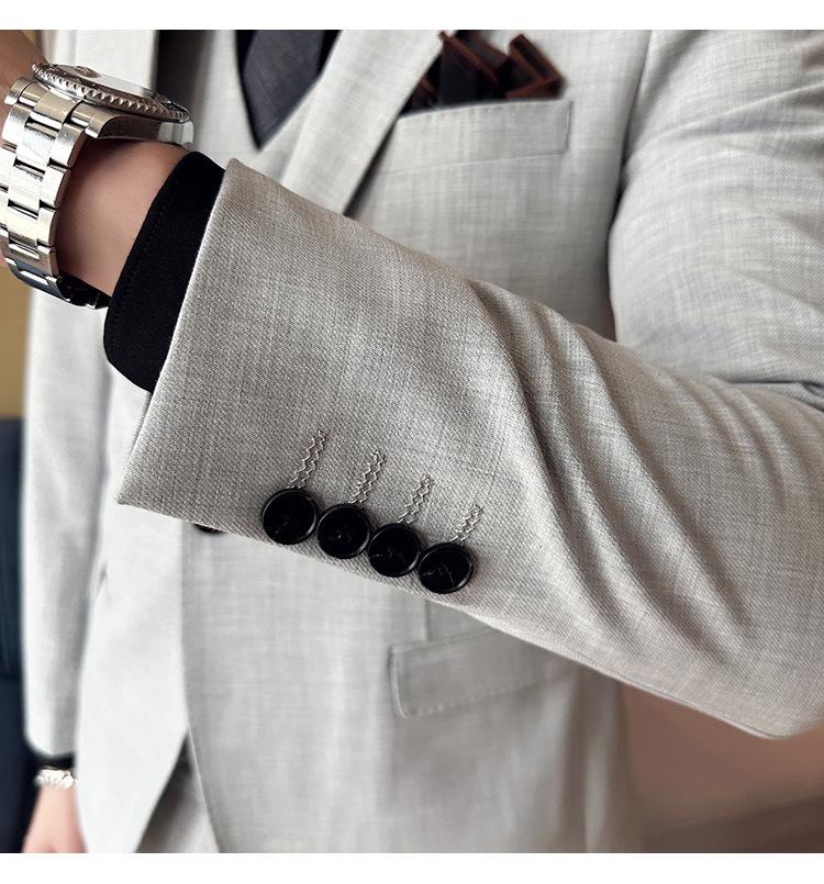 Men's Slim Fit Spring Suit Set with Peak Lapel and Solid Color Formal Wear