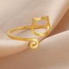 My Shape Cute Cat Rings Lovely Kitten Stainless Steel Finger Ring for Women Girls Adjustable Size Ring Fashion Jewelry Gifts