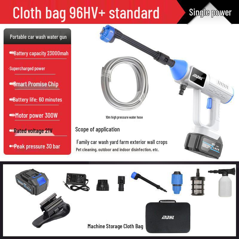 High-Pressure Wireless Portable Car Wash Gun with Lithium Battery