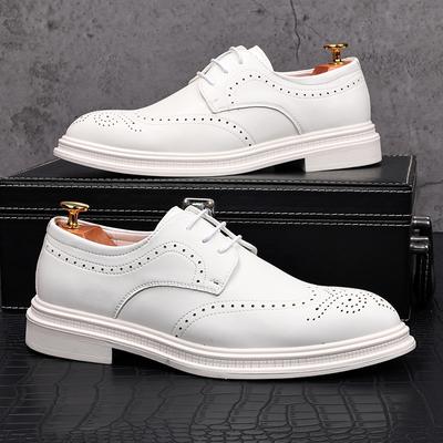 Mode Herrenmode Original Leder geschnitzte Brogue Schuhe Schnürschuhe Derby Schuh Business Hochzeitskleid Schwarz Weiß Gentleman Schuhwerk Männlich