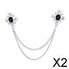 2x Men's Brooch Lapel Pin, Chain for Men Suit, Rhinestone Tassel
