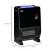 2-in-1 Electric Heater with Humidifier, 3-Color LED Light, Timer and Remote Control, 33x21x49.5 Cm, Black