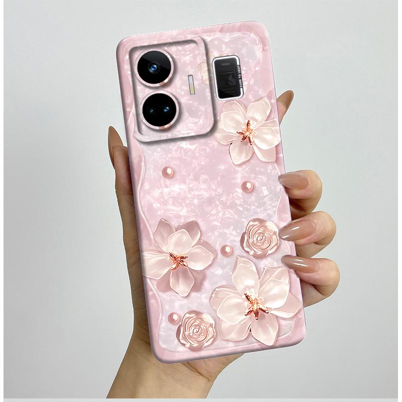 For Realme GT3 GT Neo 5 RMX3706 RMX3709 Case Aesthetic Pretty Butterfly Flowers Shockproof Silicone Soft Cover Protective Casing