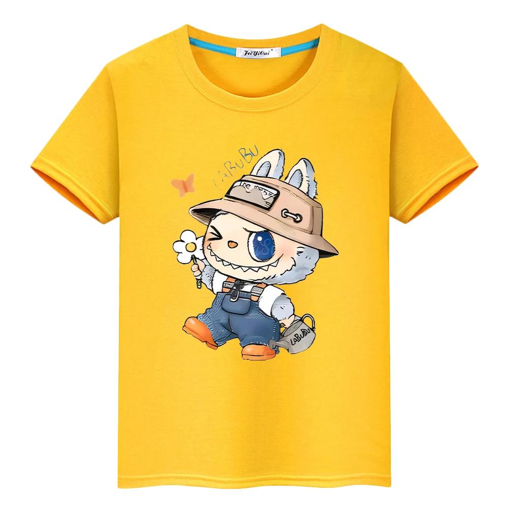 Labubu 100%Cotton T Shirt for Kids Boy 10years Toddler Girl Clothes Kawaii Tops Anime Short  Pride Tshirt Y2k Kids Clothes Girls