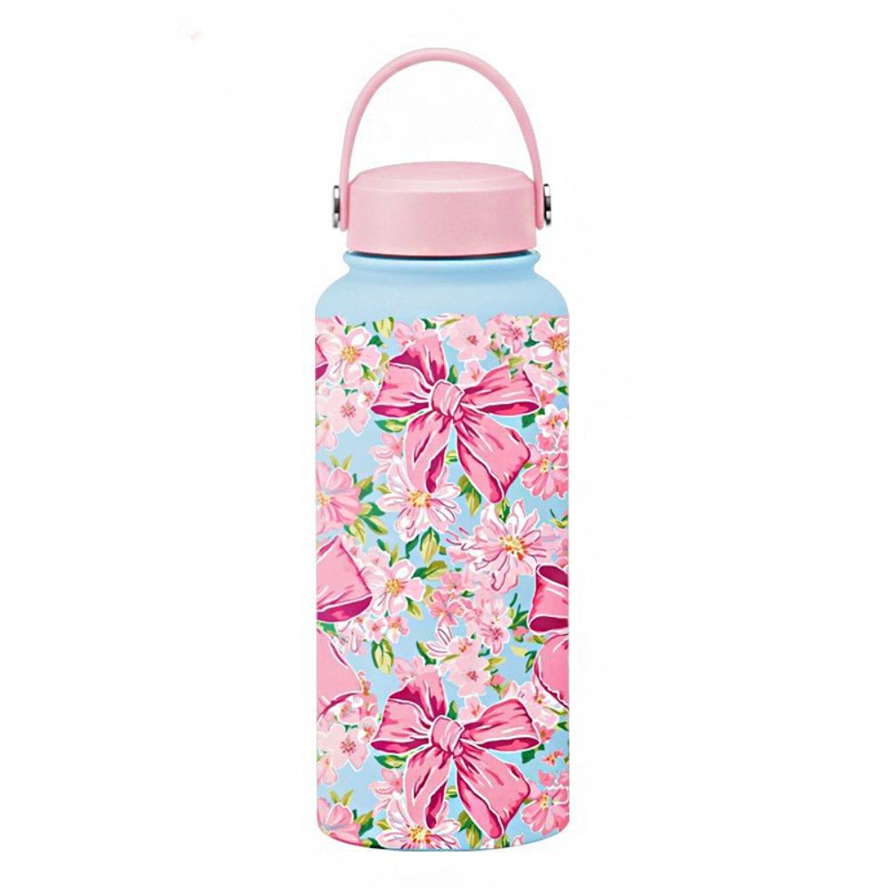 Portable Insulated Water Bottle 1L Floral Thermal Cup Reusable Thermal Water Bottle Office