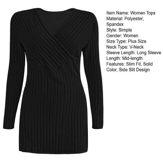 Women Tops V-Neck Long Sleeve Slim Fit Knitting Tops Solid Color Slim Fit Autumn Winter Blouse Versatile Daily Wear