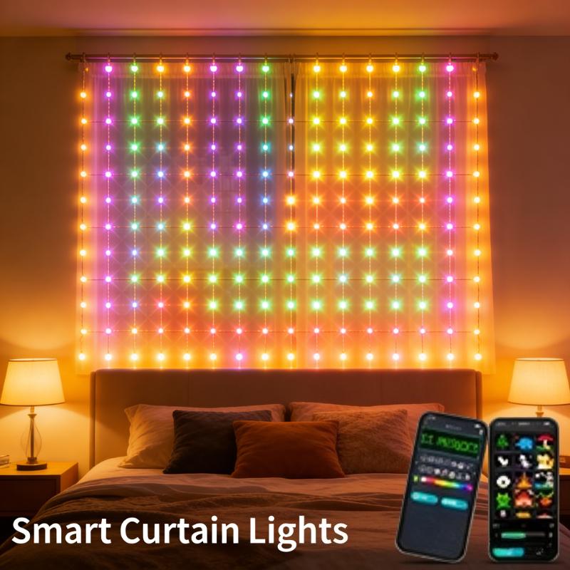400LED Intelligent Curtain DIY Music Rhythm Ambient Fairy Lights for Christmas Window Curtain Party Background Decoration