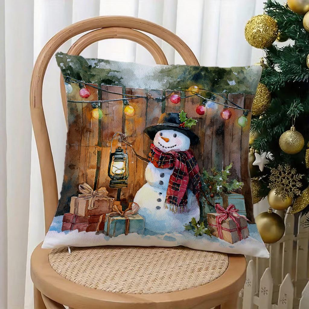 Kissenbezug mit Weihnachtsmotiv mit SchneemannGeeignet für Sofa Auto Schlafzimmer dekorativer Kissenbezug Kissenbezug