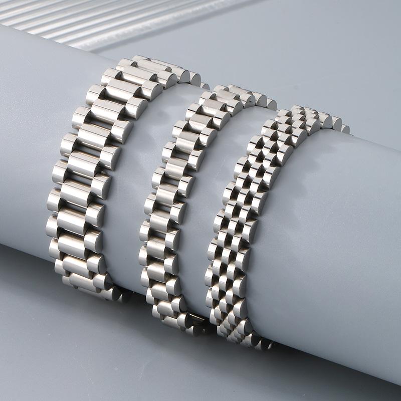 Kalen 9/10/15mm Golden Watch Strap Stainless Steel Bracelet For Men Women High Polished Bangle Party Holiday Jewelry Gifts