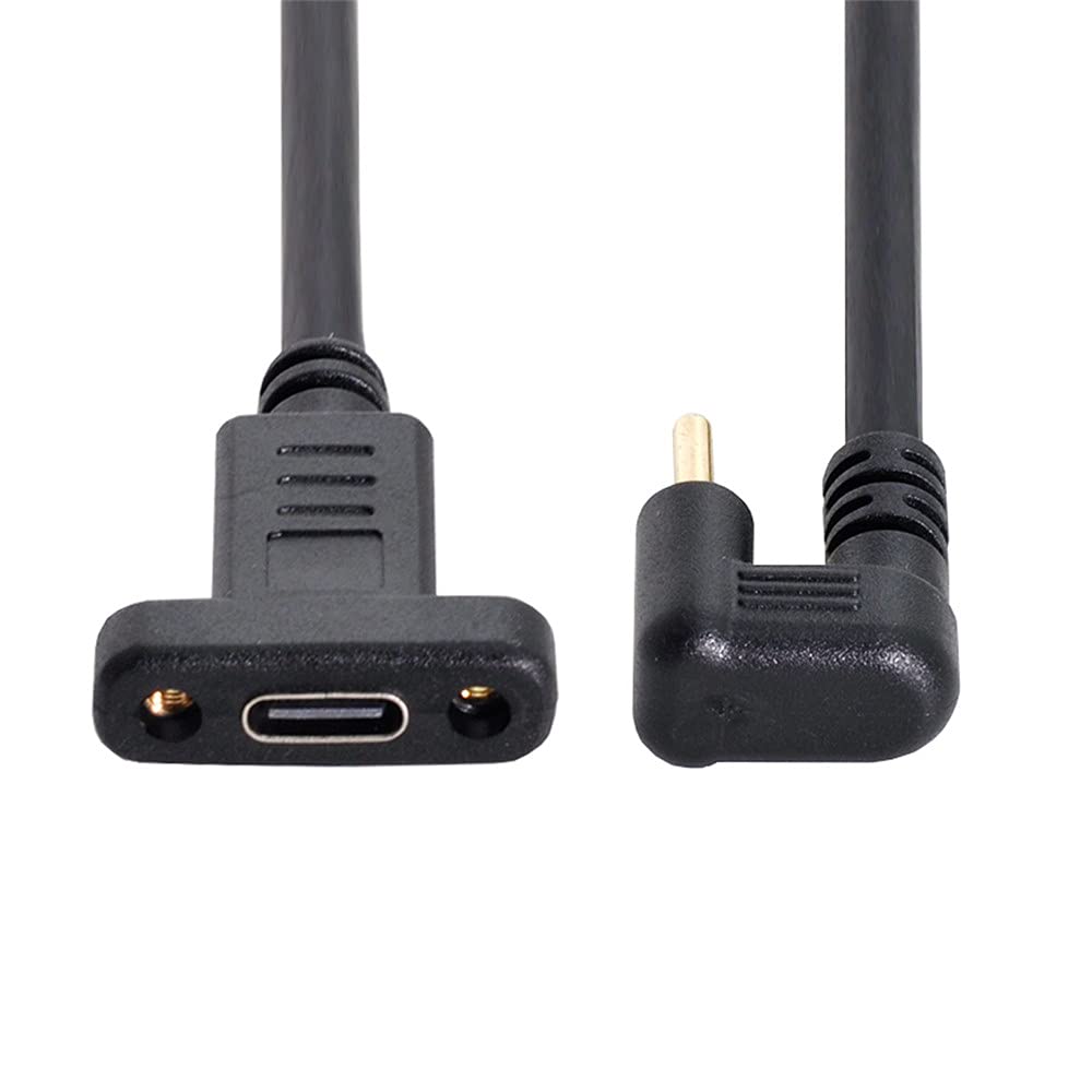 Xiwai USB Type C Male to Female Extension Data 180 Degree Back Angled 3.1 Cable, U-Shaped, 30cm,