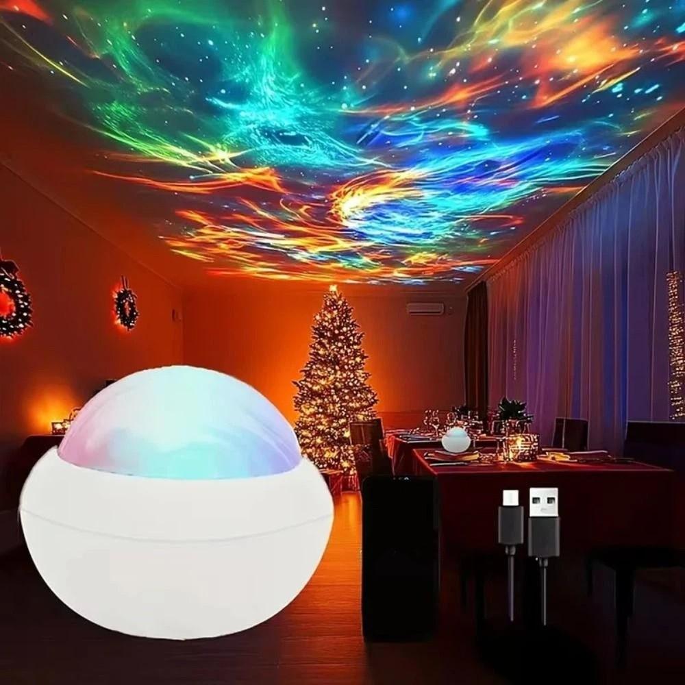 LED Light Starlight Projector Colorful Light Water Ripple Effect Starry Sky Projector Glowing Lamp Iridescent Light Aurora Lamp