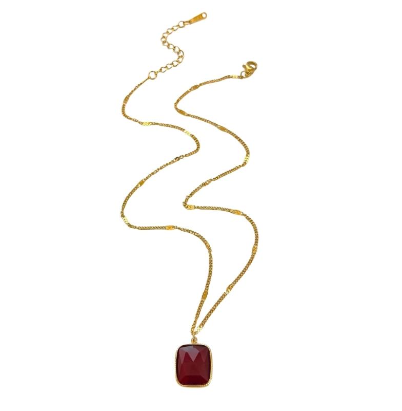

Waterproof Minimalist Square Necklace For Women Girls Fashion Jewelry Stainless Steel Chain Party Accessory