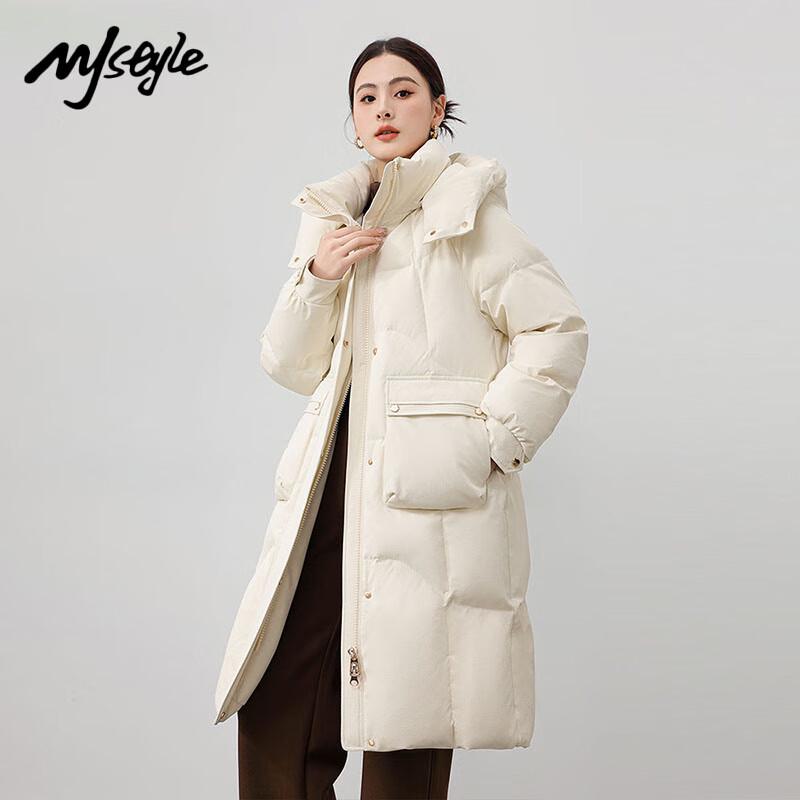 

Женский длинный пуховик MJ STYLE 2025 со съемным капюшоном L