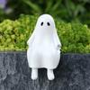 Sitting Ghost Figurine Halloween Ghost Statue Resin Desk Ghost Ornament for Indoor Planter Bookshelf Cabinet Decoration
