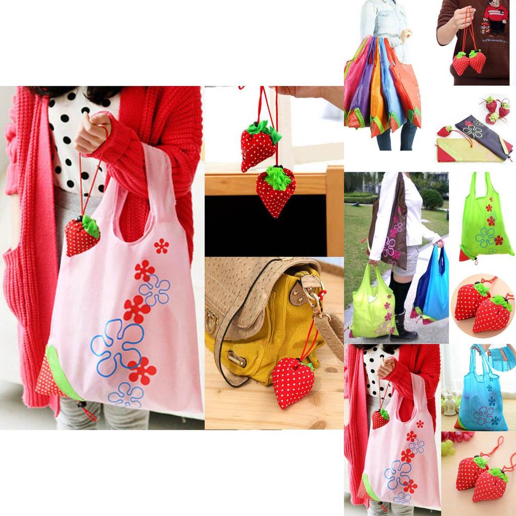 Eco Storage Handbag Strawberry Foldable Shopping Bags In Vibrant Colors For Everyday Use
