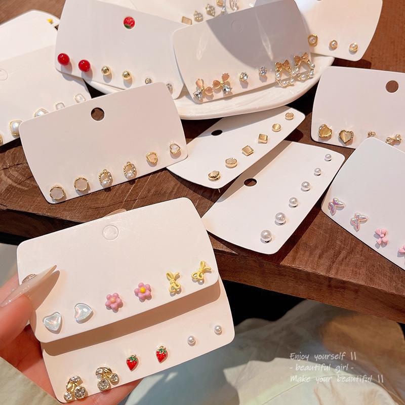 "Korean Style Pearl Ear Piercing Set: Small, Versatile Earrings for Students - Elegant and Simple High-End Jewelry"