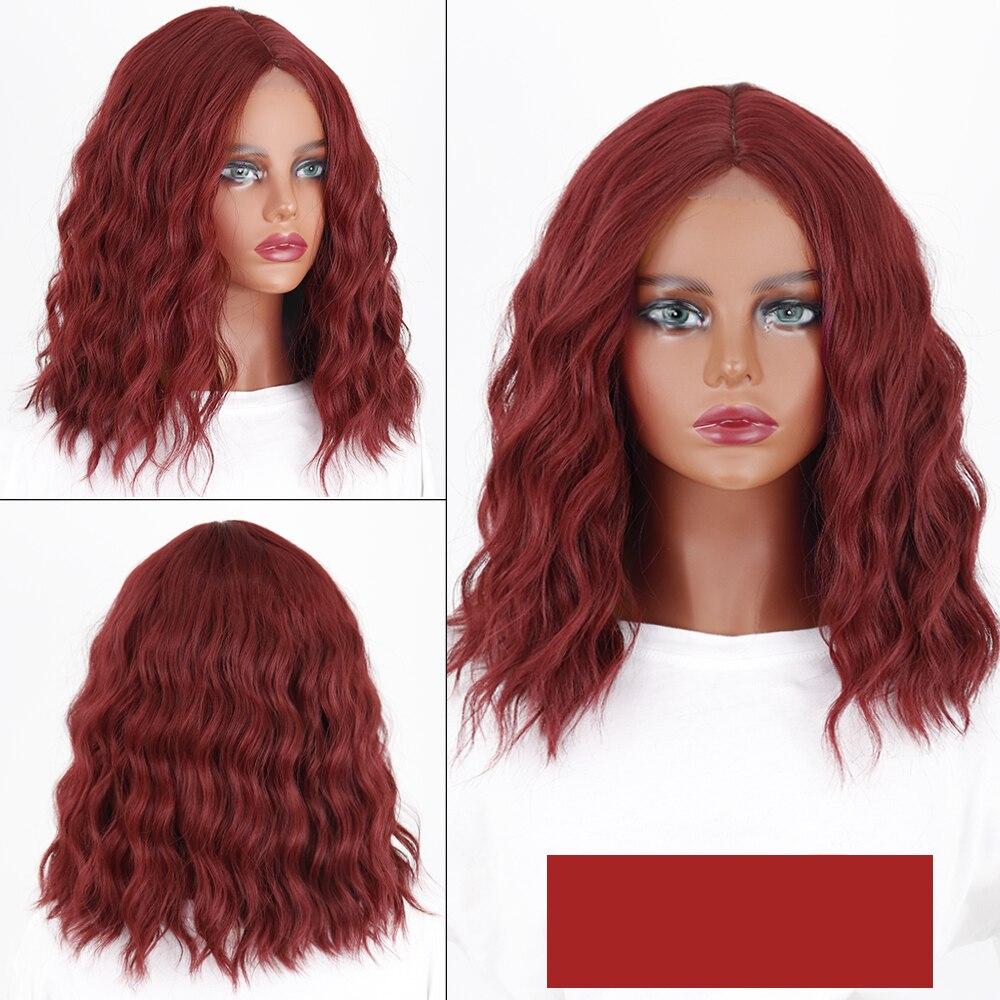 MERISIHAIR Synthetic Shoulder Length Wig Short Water Wave Wigs For Women Ombre Brown Pink Black  Gray  Daily Use