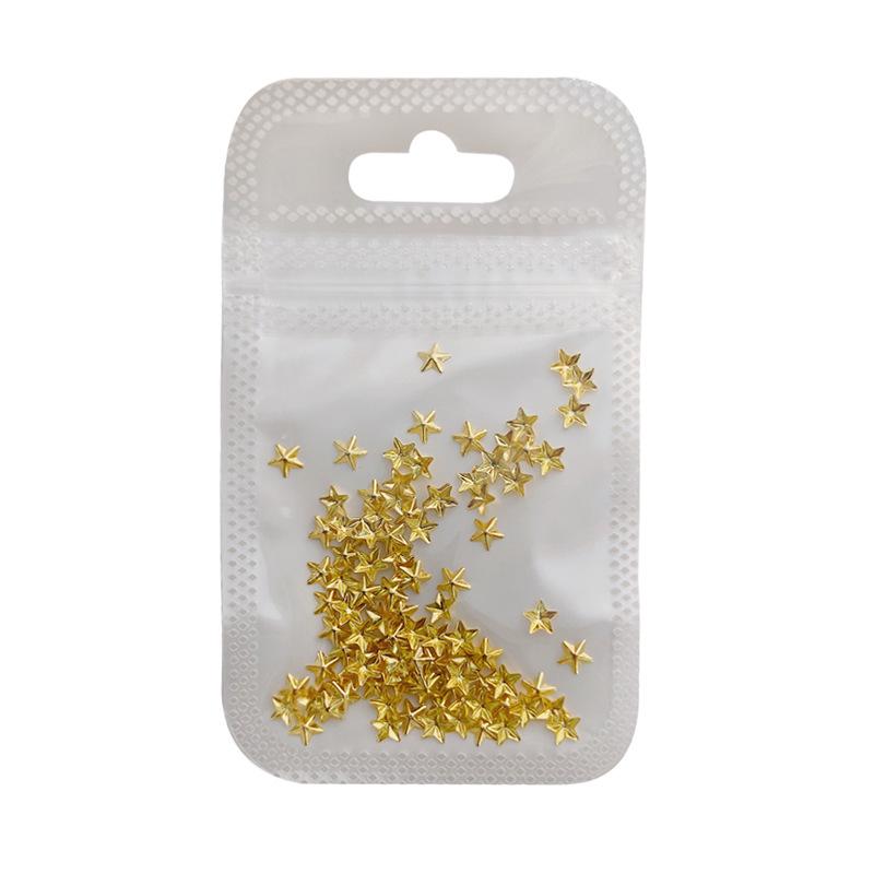 3D Hollow Gold & Silver Five-Pointed Star Metal Rivets for Christmas Nail Art