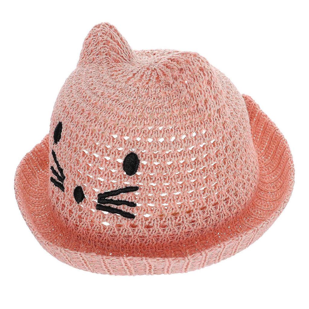 Foldable Cartoon Cat Bucket Hat for Sun Protection, Lightweight Breathable Outdoor Summer Cap for Kids, Travel & Beach Shade