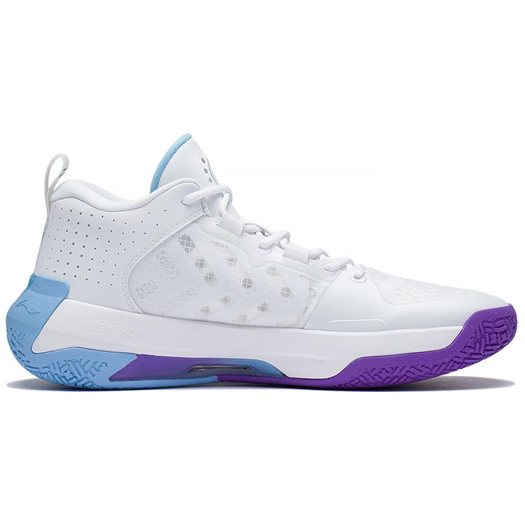New LINING Liren 2 Low Basketball Shoes Men Low Top Standard White/Blue/Purple ABAS039-11