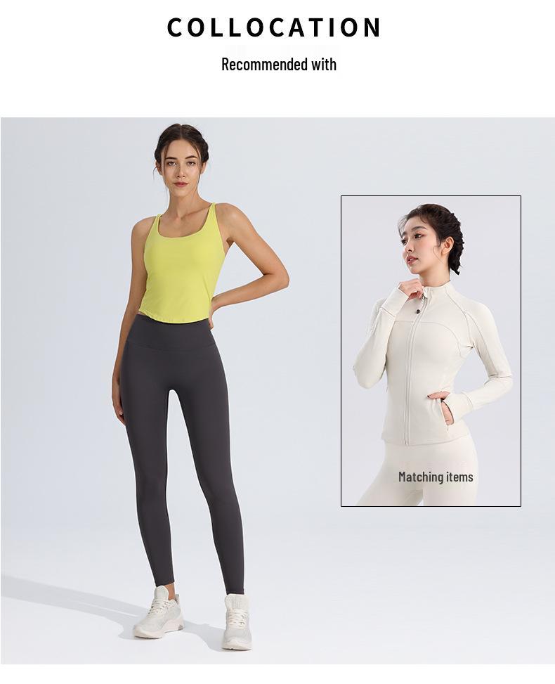 Padded Sports Bra Yoga Vest, Women's Shockproof Cami Top with Thin Straps