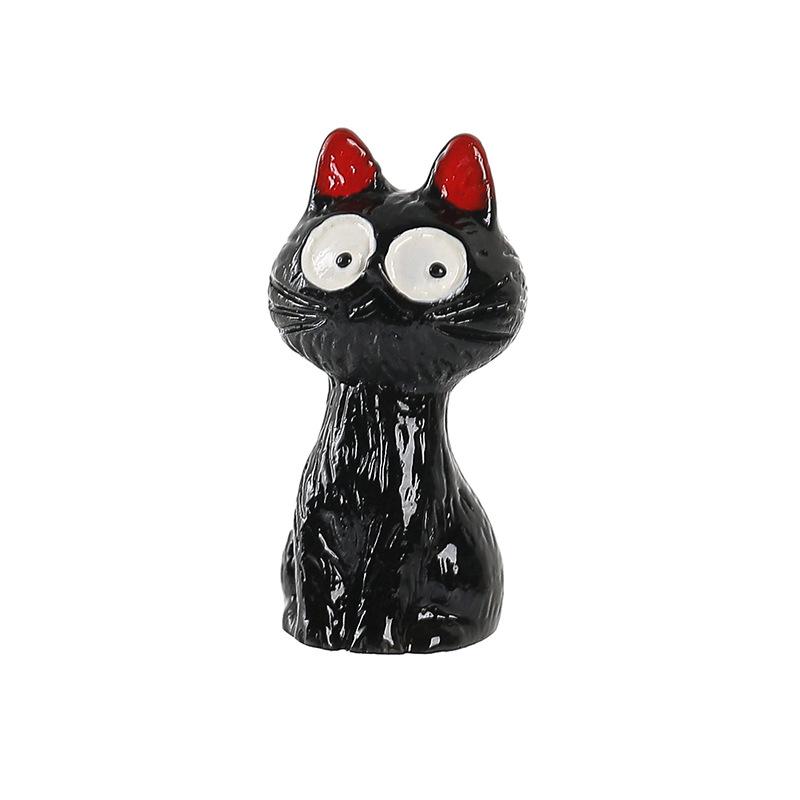 Halloween Cute Black Cat Resin Figurine for Micro Landscape and Cartoon Decor