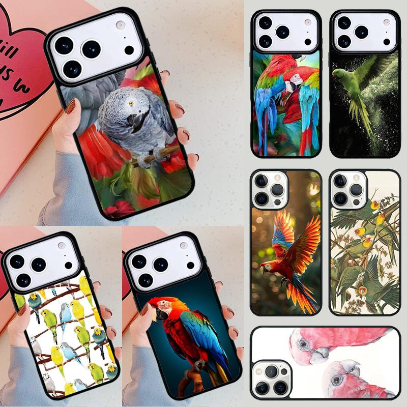 Animal Parrot Birds Phone Case For iPhone 17 Air 14 15 13 12 Max Cover For Apple 14 15 16 16e 11 Pro Max Plus Coque