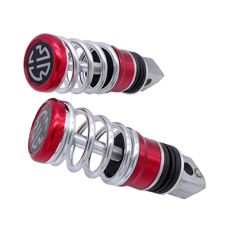 1 Pair Spring Foot Rest Motorcycle Front Footrests  Anti-Slip Foot Rest Scooter Foot Pegs for Yamaha Sukuzi Hond etc Moto Pedals