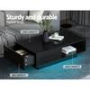 Coffee Tables Artiss Coffee Table Led Lights High Gloss Storage Drawer Modern Furniture Black