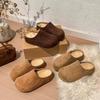 French Bag Head Birkenstock Half Slippers Wear Autumn and Winter New Velvet Slippers Half Single Shoes