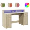 VidaXL Bureau avec lumières LED chêne sonoma bois d'ingénierie, bureau de travail, bureau d'étude, bureau à domicile, bureau 3309422