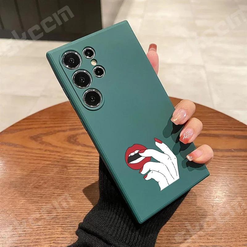 

Sexy Girl Red Lips Matte Phone Case For Samsung Galaxy S24 Ultra S23 Plus S22 S20 FE A55 A54 A73 A72 A71 A51 A50 A35 A15 Cover A15 4G