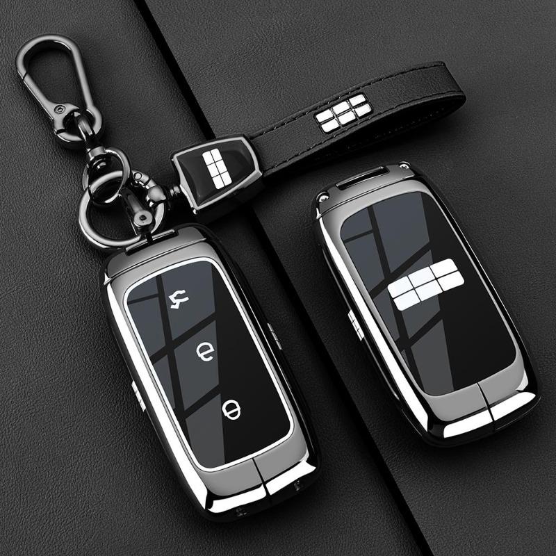 For Geely Galaxy M9  Smart Key Fob Cover Case Holder, Premium Zinc Alloy Metal Keychain Shell Protector